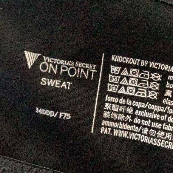 Victoria’s Secret On Point Sweat Sports Bra 34DDD Black Racerback - Picture 7 of 7